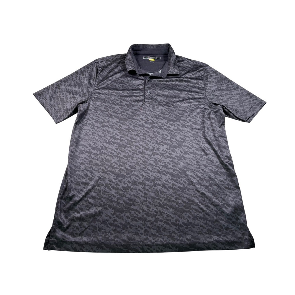 Greg Norman Play Dry Golf Polo Shirt Black Shark Print Performance Mens Large